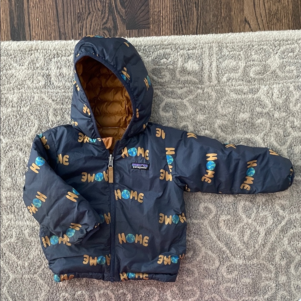 Patagonia Kids' Navy and Brown Puffer Jacket